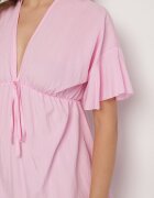 new collection Rochie Roz stil liliac din viscoză cu croi cloș și volane din tul