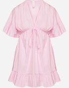 new collection Rochie Roz stil liliac din viscoză cu croi cloș și volane din tul