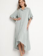 new collection Rochie tip cămașă Verde deschis cu volan decorativ Daviravie