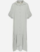 new collection Rochie tip cămașă Verde deschis cu volan decorativ Daviravie