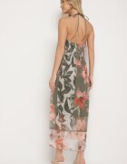 new collection Rochie verde închis din plasă cu vâscoză și imprimeu floral Izaleira