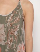 new collection Rochie verde închis din plasă cu vâscoză și imprimeu floral Izaleira
