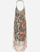 new collection Rochie verde închis din plasă cu vâscoză și imprimeu floral Izaleira