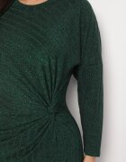 new collection Rochie Verde închis din Viscoză Decorată cu Legătură și Fir Metalic Ellinira