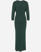 new collection Rochie Verde închis din Viscoză Decorată cu Legătură și Fir Metalic Ellinira