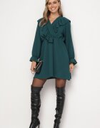 new collection Rochie Verde închisă Cloș cu croi petrecut cu volane Celonara