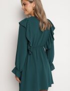 new collection Rochie Verde închisă Cloș cu croi petrecut cu volane Celonara
