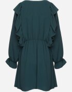 new collection Rochie Verde închisă Cloș cu croi petrecut cu volane Celonara