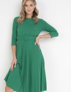 new collection Rochie Verde Plisată cu Curea Gonge
