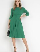 new collection Rochie Verde Plisată cu Curea Gonge