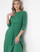 new collection Rochie Verde Plisată cu Curea Gonge