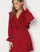 new collection Rochie Visinie Evazată cu croială petrecută și volane Celonara