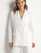 new collection Sacou Alb cu două rânduri de nasturi cu viscoză și umeri întăriți Elliovae