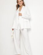 new collection Sacou Alb cu două rânduri de nasturi cu viscoză și umeri întăriți Elliovae