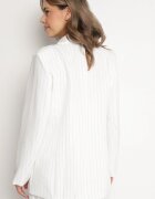 new collection Sacou Alb cu două rânduri de nasturi cu viscoză și umeri întăriți Elliovae