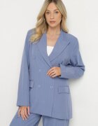 new collection Sacou Albastru La două rânduri de nasturi cu Viscoză și Umeri Întăriți Elliovae