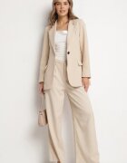 new collection Sacou Bej Clasic cu un singur rând de nasturi și imitație de buzunare Felzeri