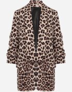 new collection Sacou bej cu mâneci 3/4 cu imprimeu leopard și revere decorative Dittia