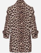 new collection Sacou bej cu mâneci 3/4 cu imprimeu leopard și revere decorative Dittia