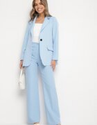 new collection Sacou Clasic Albastru cu croială la un singur rând cu imitație de buzunare Felzeri