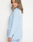 new collection Sacou Clasic Albastru cu croială la un singur rând cu imitație de buzunare Felzeri