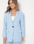 new collection Sacou Clasic Albastru cu croială la un singur rând cu imitație de buzunare Felzeri