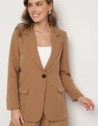new collection Sacou Clasic Maro cu un rând de nasturi cu imitație de buzunare Felzeri