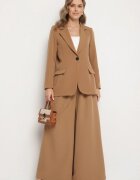 new collection Sacou Clasic Maro cu un rând de nasturi cu imitație de buzunare Felzeri