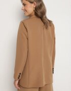 new collection Sacou Clasic Maro cu un rând de nasturi cu imitație de buzunare Felzeri