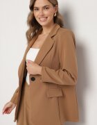 new collection Sacou Clasic Maro cu un rând de nasturi cu imitație de buzunare Felzeri