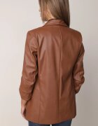 new collection Sacou Maro din Imitație de Piele Neîncheiat cu Mânecă încrețită Libe