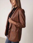 new collection Sacou Maro din Imitație de Piele Neîncheiat cu Mânecă încrețită Libe