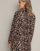 new collection Sacou Maro Neîncheiat Imprimat Leopard cu curea și pernuțe de umăr Letaril