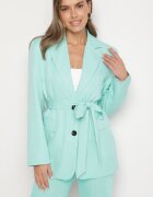 new collection Sacou verde deschis la un rând de nasturi cu centură și cu umeri întăriți Diomella