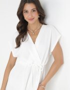 new collection Salopetă Albă Scurtă cu Mânecă Scurtă și Șnur în Talie Aliaa