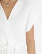 new collection Salopetă Albă Scurtă cu Mânecă Scurtă și Șnur în Talie Aliaa