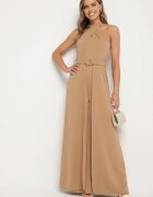 new collection Salopetă de cocktail Bej închis Legată la gât cu cordon Melafela