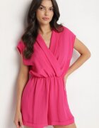 new collection Salopetă Fucsia cu pantaloni scurți și decolteu petrecut din viscoză Polisse
