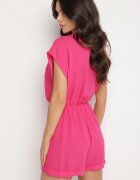 new collection Salopetă Fucsia cu pantaloni scurți și decolteu petrecut din viscoză Polisse