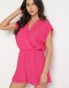 new collection Salopetă Fucsia cu pantaloni scurți și decolteu petrecut din viscoză Polisse