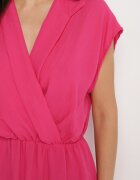 new collection Salopetă Fucsia cu pantaloni scurți și decolteu petrecut din viscoză Polisse