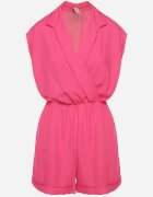 new collection Salopetă Fucsia cu pantaloni scurți și decolteu petrecut din viscoză Polisse