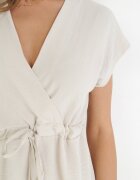 new collection Salopetă Scurtă Bej cu mânecă scurtă și elastic în talie Aliaa