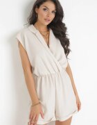 new collection Salopetă scurtă Bej deschis cu decolteu petrecut din Viscoză Polisse