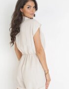 new collection Salopetă scurtă Bej deschis cu decolteu petrecut din Viscoză Polisse