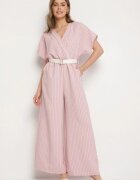 new collection Salopetă tip liliac Roz cu croială petrecută cu curea Tolannea