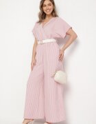 new collection Salopetă tip liliac Roz cu croială petrecută cu curea Tolannea