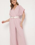 new collection Salopetă tip liliac Roz cu croială petrecută cu curea Tolannea
