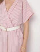 new collection Salopetă tip liliac Roz cu croială petrecută cu curea Tolannea
