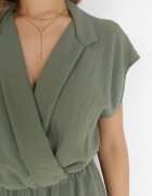 new collection Salopetă verde închis cu pantaloni scurți și decolteu petrecut din Viscoză Polisse